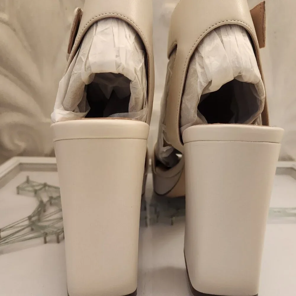 Naturalizer 27 Edit Leather Jaselle Satin Pearl Platform Sandals. NIB. Size 10.5